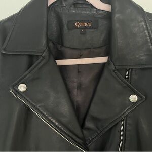 Quince Classic Black Leather Jacket